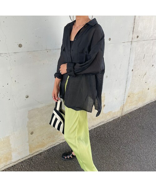 copine(コピン)の「オーバーサイズシアーシャツ(ブラック)(シャツ/ブラウス・レディース・ブラック・M)」の2枚目の写真