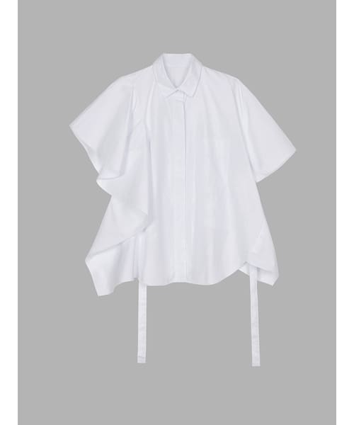 新品タグ付き センソユニコ アシンメトリー ポプリンブラウス JNBY 白 40 JNBY（ジェーエヌビーワイ）の「Asymmetric Ruffled Cotton-poplin