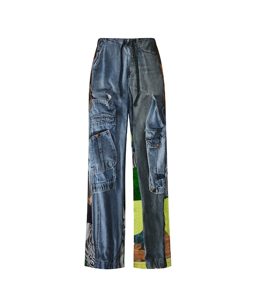 JNBY（ジェーエヌビーワイ）の「Eye-catching Printed Loose-fit Drawstring-waist Rayon Trousers（その他パンツ・レディース・ブラック/ブラック系/ブルー系・36/38/40）」の2枚目の写真