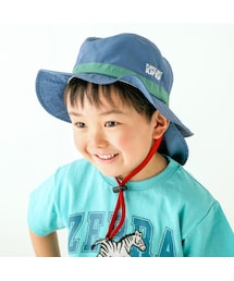 SLAP SLIP | 【撥水・UVカット】イチゴ柄無地切替日よけ付きサファリハット(50~54cm)(ハット)