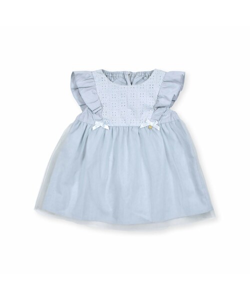 SLAP SLIP（スラップスリップ）の「【お揃い】チュールレース切替チュニック(90~130cm)（シャツ/ブラウス・キッズ・ピンク/ブルー・110）」の2枚目の写真