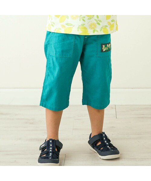 SLAP SLIP（スラップスリップ）の「綿麻無地カラー6分丈パンツ(80~130cm)（その他パンツ・キッズ・グリーン/その他/ブルー/レッド/イエロー・110）」の2枚目の写真