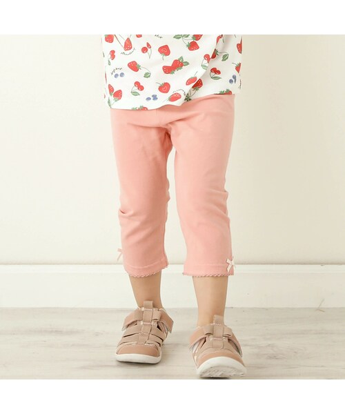 SLAP SLIP（スラップスリップ）の「【お揃い】無地フルーツ柄6分丈レギンス(80~130cm)（レギンス/スパッツ・キッズ・ブラック/ピンク/レッド/イエロー・110）」の3枚目の写真