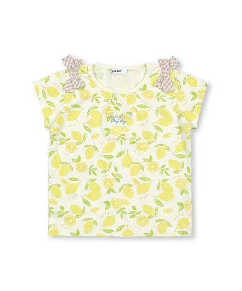 SLAP SLIP(スラップスリップ)の「【お揃い】フルーツ総柄柄ナレリボン付き半袖Tシャツ(80~130cm)(Tシャツ/カットソー・キッズ・グリーン/レッド/ブルー/イエロー・110)」の3枚目の写真