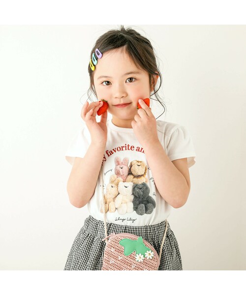 SLAP SLIP（スラップスリップ）の「【防汚】ぬいぐるみ花女の子大好きアイテム写真プリント半袖Tシャツ(80~130cm)（Tシャツ/カットソー・キッズ・ピンク/ホワイト/イエロー/ブルー・110）」の2枚目の写真