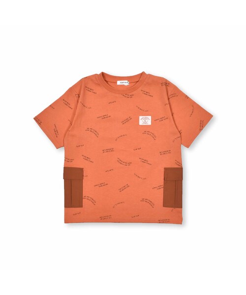 SLAP SLIP（スラップスリップ）の「カーゴ風ポケット付ロゴ柄半袖Tシャツ(80~130cm)（Tシャツ/カットソー・キッズ・グリーン/オレンジ・110）」の2枚目の写真