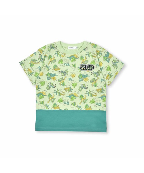 SLAP SLIP（スラップスリップ）の「アニマル恐竜柄切り替え半袖Tシャツ(80~130cm)（Tシャツ/カットソー・キッズ・ホワイト/グリーン・110）」の2枚目の写真