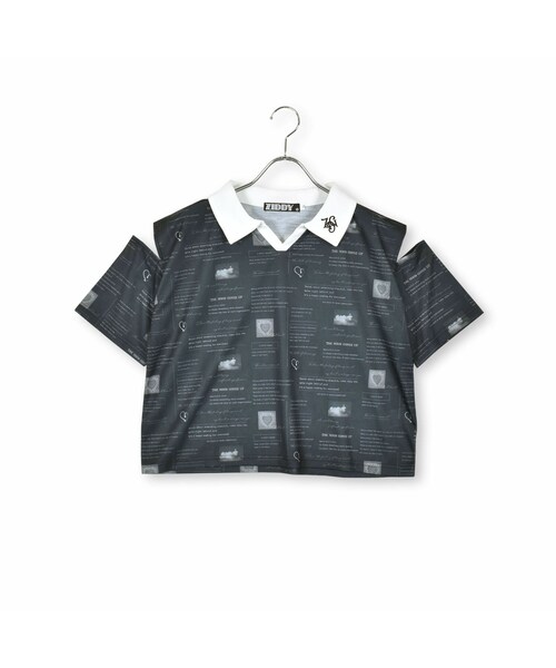 ZIDDY（ジディ）の「ニュースペーパー柄カットTシャツ(130~160cm)（Tシャツ/カットソー・キッズ・ホワイト/ブラック・150）」の2枚目の写真