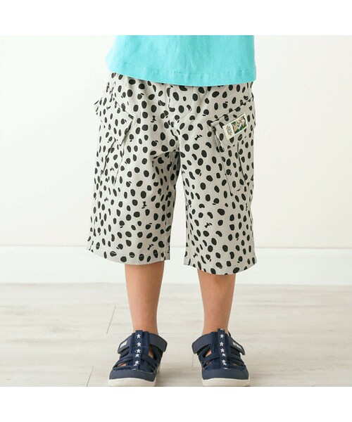 SLAP SLIP（スラップスリップ）の「フルーツかくれんぼアニマルモチーフ柄パンツ(80~130cm)（カーゴパンツ・キッズ・ブラウン/イエロー/グレー・110）」の2枚目の写真