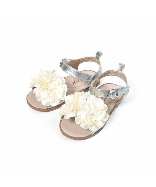 SLAP SLIP（スラップスリップ）の「花モチーフサンダル(14~18cm)（サンダル・キッズ・ピンク/グレー・16）」の2枚目の写真