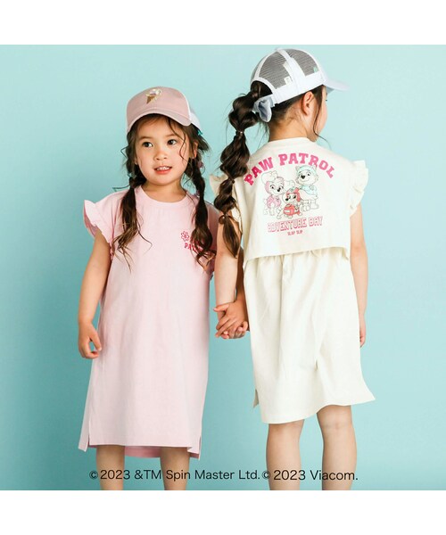 SLAP SLIP(スラップスリップ)の「【PAW PATROL(パウ・パトロール)×SLAP SLIP】袖フリルバックプリント半袖ワンピース(80~130cm)(ワンピース・キッズ・ピンク/ホワイト・110)」の2枚目の写真