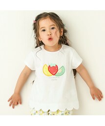 SLAP SLIP | フルーツ・パフェ・カップケーキモチーフ付裾スカラップ半袖Tシャツ(80~130cm)(Tシャツ/カットソー)