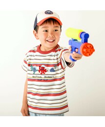 SLAP SLIP | 恐竜海のいきものマルチボーダー半袖Tシャツ(80~130cm)(Tシャツ/カットソー)