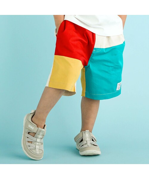 SLAP SLIP（スラップスリップ）の「配色切り替えカラフルパンツ(80~130cm)（その他パンツ・キッズ・ブルー/レッド・110）」の2枚目の写真