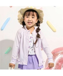 SLAP SLIP | 裾フリル無地チェリー柄ジップ付きラッシュガード(90~130cm)(ラッシュガード)