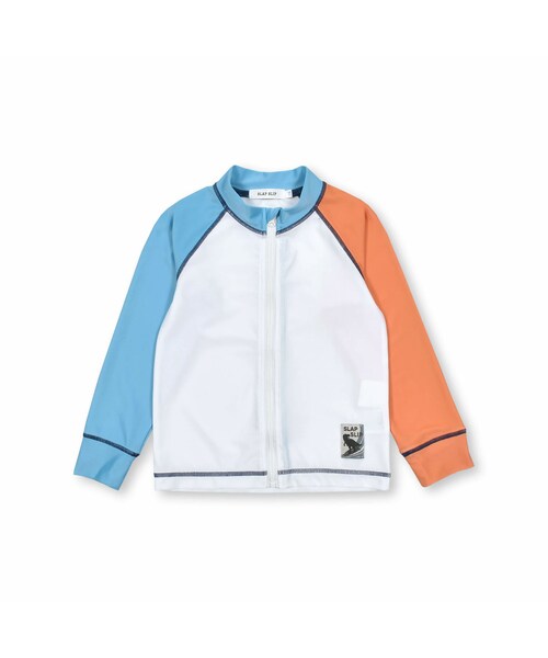 SLAP SLIP（スラップスリップ）の「切り替え恐竜総柄ラッシュガード(90~130cm)（ラッシュガード・キッズ・グリーン/ホワイト・110）」の2枚目の写真