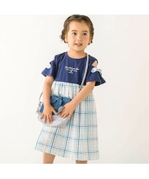 SLAP SLIP | 【お揃い】チェック柄切替肩あきリボン付ワンピース(80~130cm)(ワンピース)