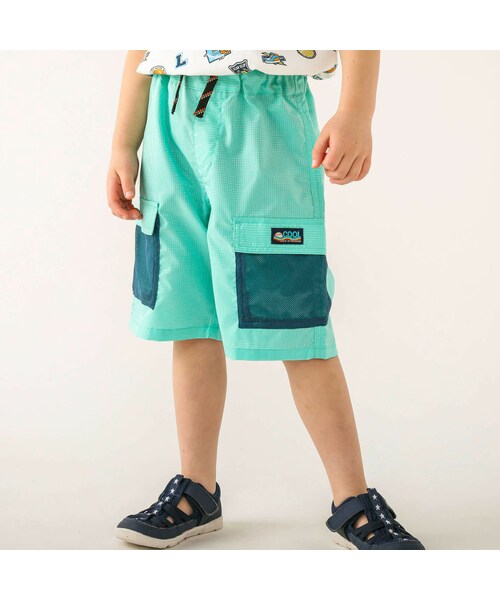 SLAP SLIP(スラップスリップ)の「【透湿/防汚加工】メッシュポケット付サラサラ5分丈パンツ(90~130cm)(その他パンツ・キッズ・グリーン/イエロー・110)」の1枚目の写真