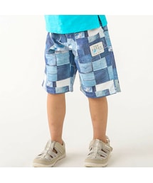 SLAP SLIP | 【透湿/防汚加工】パッチワークデニムカラフルチェック柄プリント5分丈パンツ(90~130cm)(その他パンツ)