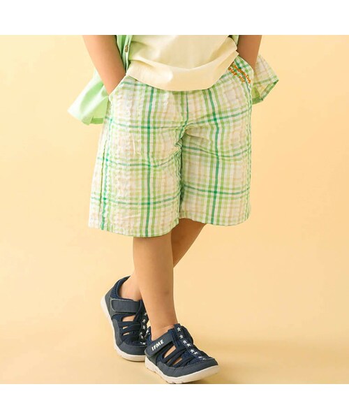 SLAP SLIP（スラップスリップ）の「【お揃い】チェック柄リバーシブル5分丈パンツ(80~130cm)（その他パンツ・キッズ・ブルー/グリーン・110）」の2枚目の写真
