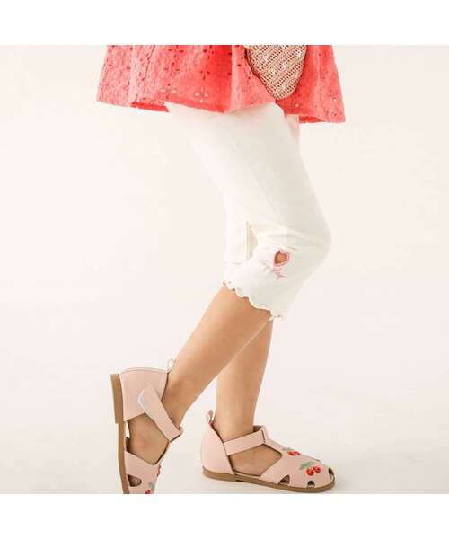 SLAP SLIP(スラップスリップ)の「【接触冷感】裾ハート6分丈レギンス(80~120cm)(レギンス/スパッツ・キッズ・ホワイト/グレー/ブルー・110)」の1枚目の写真