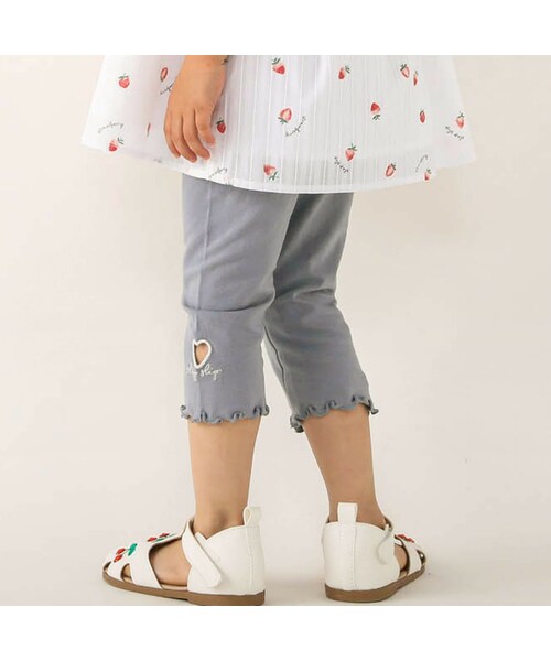 SLAP SLIP(スラップスリップ)の「【接触冷感】裾ハート6分丈レギンス(80~120cm)(レギンス/スパッツ・キッズ・ホワイト/グレー/ブルー・110)」の2枚目の写真