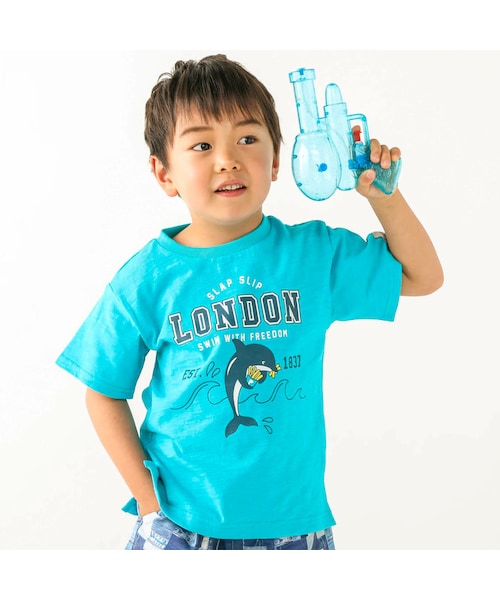 SLAP SLIP（スラップスリップ）の「【接触冷感】アニマルいろいろスポーツ前面プリント半袖Tシャツ(80~130cm)（Tシャツ/カットソー・キッズ・その他/ブルー/レッド・110）」の2枚目の写真