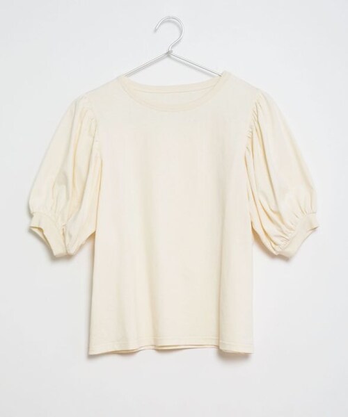 Crisp（クリスプ）の「パフスリーブTシャツ[c1R3248]（Tシャツ/カットソー・レディース・ベージュ/ブラック/アイボリー・FREE）」の4枚目の写真