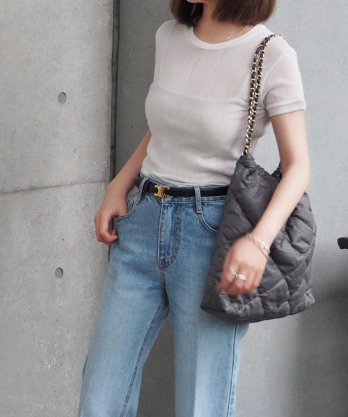 LAULEN（ローレン）の「sheer mini tee（Tシャツ/カットソー・レディース・ブラック/ホワイト・FREE）」の2枚目の写真