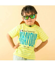 SLAP SLIP | ボーダー柄アイサツプリント半袖Tシャツ(80~130cm)(Tシャツ/カットソー)