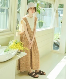 Vネックフラワーワンピース[c2R3249]