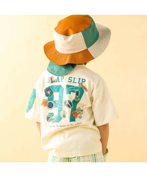 SLAP SLIP（スラップスリップ）の「カレッジロゴ風プリント袖ポケット付半袖Tシャツ(90~130cm)（Tシャツ/カットソー・キッズ・ブルー/ホワイト・110）」の2枚目の写真