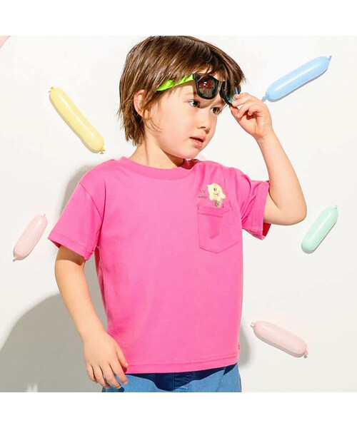 SLAP SLIP（スラップスリップ）の「ポケット付モンスター刺しゅうネオンカラー半袖Tシャツ(80~130cm)（Tシャツ/カットソー・キッズ・イエロー/ピンク/ブルー/グリーン・110）」の4枚目の写真