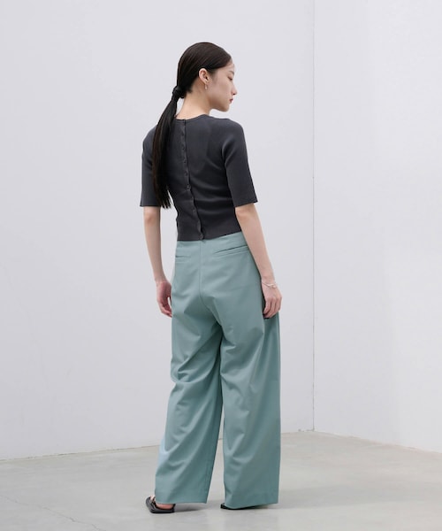 SIWEM（シウム）の「WIDE BELT TUCK PANTS（スラックス・レディース・ブルー・XS/S/M）」の3枚目の写真