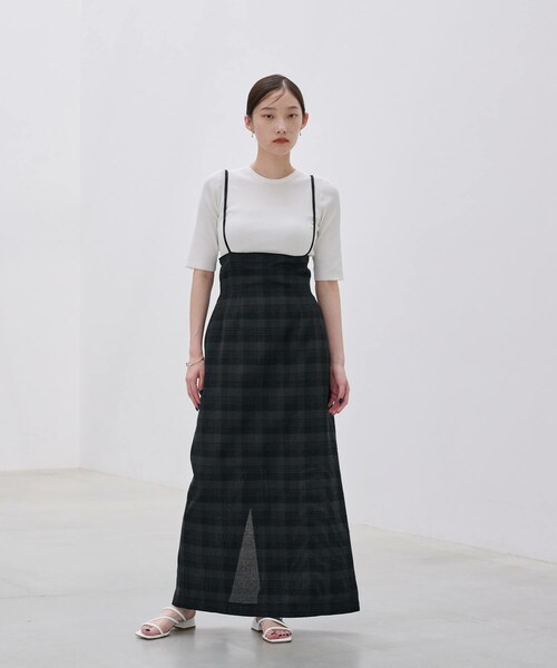SIWEM（シウム）の「JACQUARD CHECK JUMPER SKIRT（スカート・レディース・ブラック・S/M）」の3枚目の写真