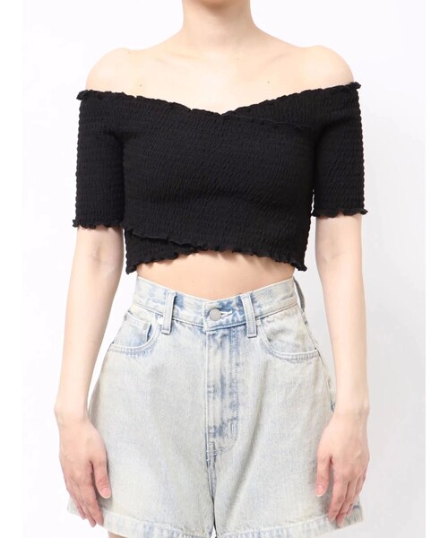 EMODA（エモダ）の「フィットクロスバンドトップ（その他トップス・レディース・ホワイト/グレー/ブラック/ブルー/ライトミックス・F）」の8枚目の写真