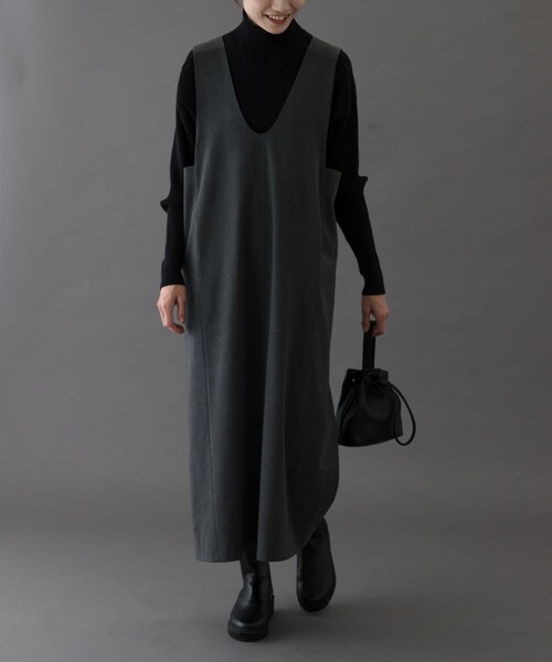 URBAN RESEARCH DOORS（アーバンリサーチドアーズ）の「FORK&SPOON　ウールライクジャンパースカート（ワンピース・レディース・BLACK/TOPCCL・1/2）」の22枚目の写真