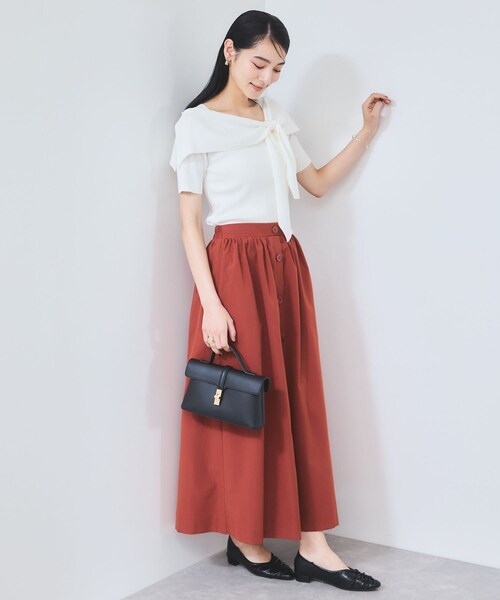 VIS（ビス）の「【WEB限定】フロントボタンフレアスカート（スカート・レディース・ブラック/ベージュ/オレンジ・F）」の10枚目の写真