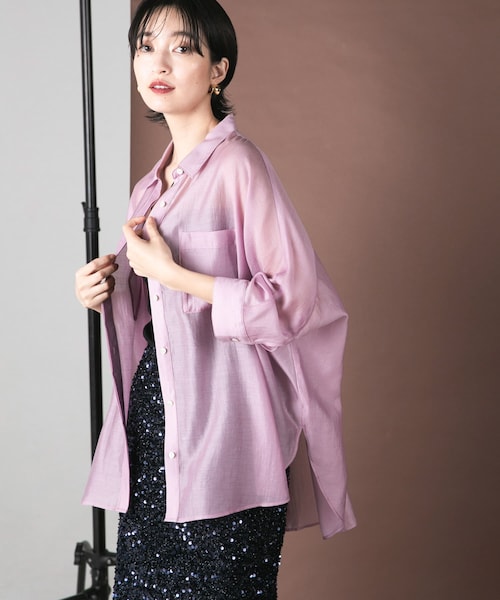 URBAN RESEARCH ROSSO（アーバンリサーチロッソ）の「アセテートシアードルマンシャツ（シャツ/ブラウス・レディース・MAUVE PINK/OFF WHITE・FREE）」の2枚目の写真