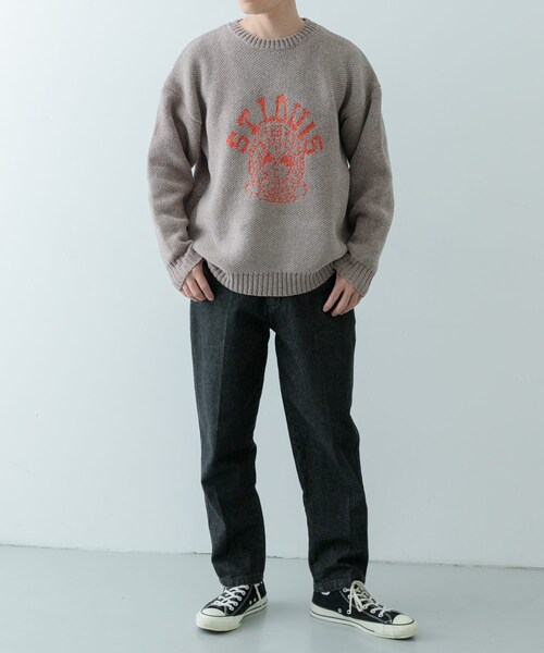 ITEMS URBANRESEARCH(アイテムズ アーバンリサーチ)の「カレッジロゴ モール クルーネック ニット(ニット/セーター・メンズ・NVY/BLK/BEG/MTD・M/L)」の14枚目の写真