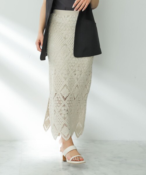 SENSE OF PLACE by URBAN RESEARCH（センスオブプレイスバイアーバンリサーチ）の「クロシェナロースカート（スカート・レディース・IVORY/BRICK/CHARCOAL・S/M）」の16枚目の写真