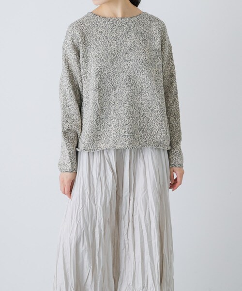 かぐれ（カグレ）の「テープヤーンボートネックニット（ニット/セーター・レディース・L/BEIGE/BLACK・Free）」の20枚目の写真