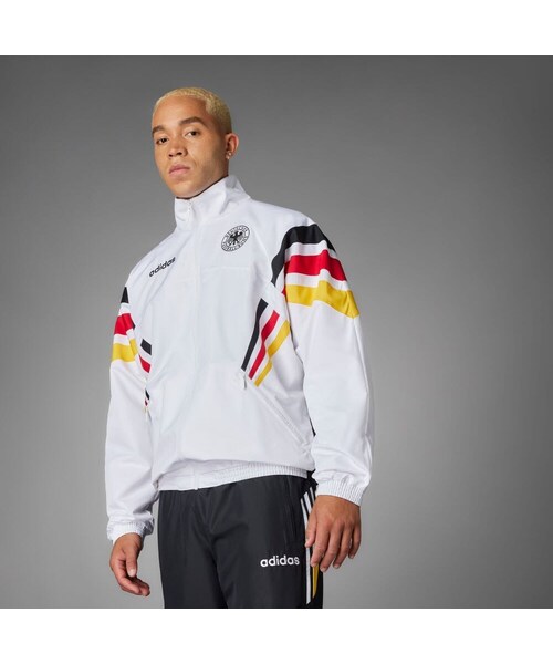 adidas（アディダス）の「ドイツ代表 1996 ウーブン トラックジャケット（トップス・メンズ・ホワイト・XS/M/XL/2XL/S/L/3XL/4XL/5XL/6XL/J/2XS/J/XS/J/S/J/M/J/L/J/XL/J/2XL/J/3XL/J/4XL/J/5XL）」の3枚目の写真