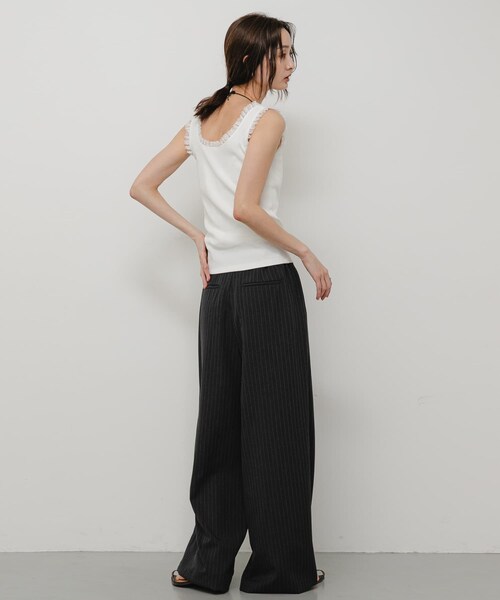 SENSE OF PLACE by URBAN RESEARCH（センスオブプレイスバイアーバンリサーチ）の「レースフリルタンクトップ（タンクトップ・レディース・OFF WHITE/BLACK・One）」の8枚目の写真