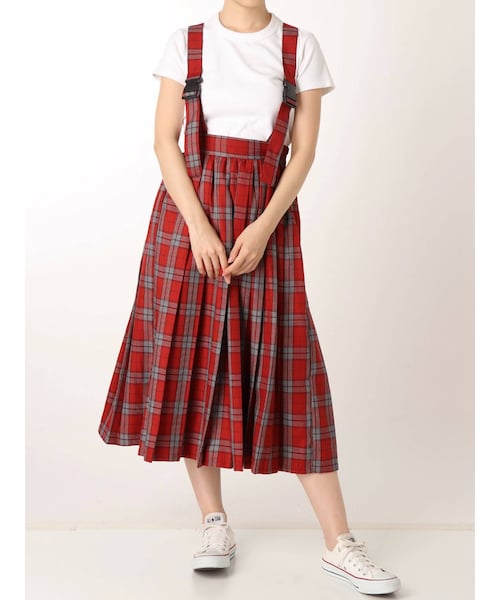 プリーツロングチェックスカート