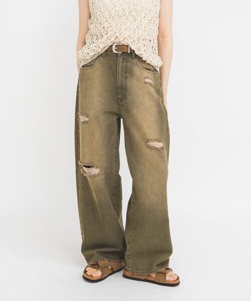KBF（ケイビーエフ）の「マッドクラッシュデニム（デニムパンツ・レディース・KHAKI/BLUE・36/38）」の13枚目の写真