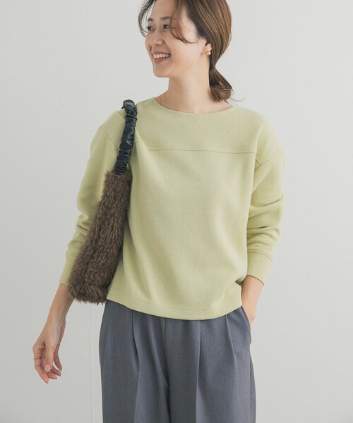 URBAN RESEARCH DOORS（アーバンリサーチドアーズ）の「『UR TECH』ボートネックプルオーバー（Tシャツ/カットソー・レディース・IVORY/PISTACHIO/BLACK・M）」の4枚目の写真