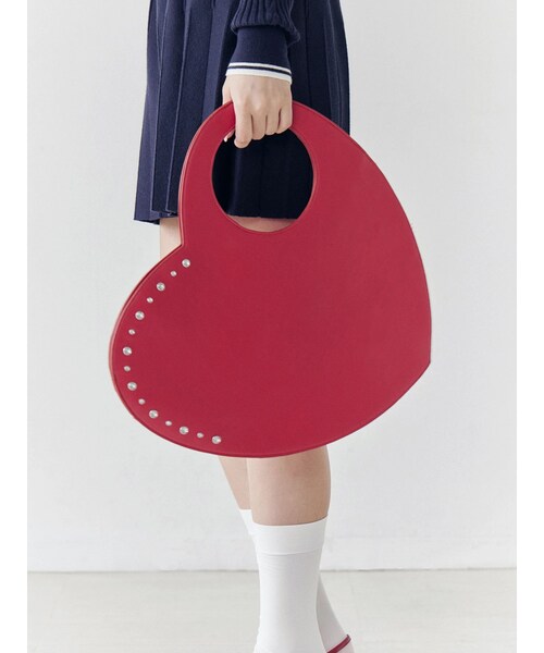 CALNAMUR（カルナムール）の「ビッグハートバッグ（ハンドバッグ・レディース・ブラック/レッド/シルバー・F）」の6枚目の写真