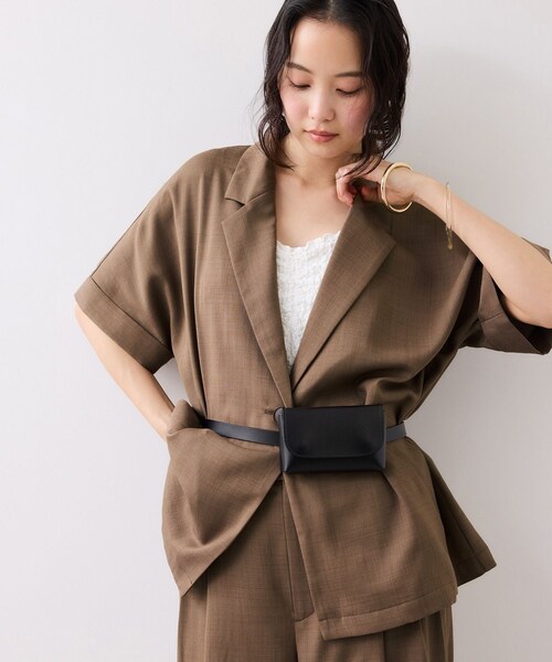 VIS(ビス)の「Light Airyシングルドルマンサマージャケット/UVケア・接触冷感・吸水速乾(テーラードジャケット・レディース・ブラック/キナリ/カーキ系・F)」の11枚目の写真