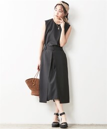 CHIC STYLE | 大きいサイズ2点セット(ワンピース+オーバースカート)シックスタイル(スーツセット)